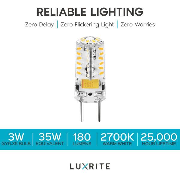 Børnehave Produktivitet Mål LUXRITE 35-Watt Equivalent Mini GY6.35 Base LED Light Bulb 2700K Warm White  3-Watt (4-Pack) LR24607-4PK - The Home Depot