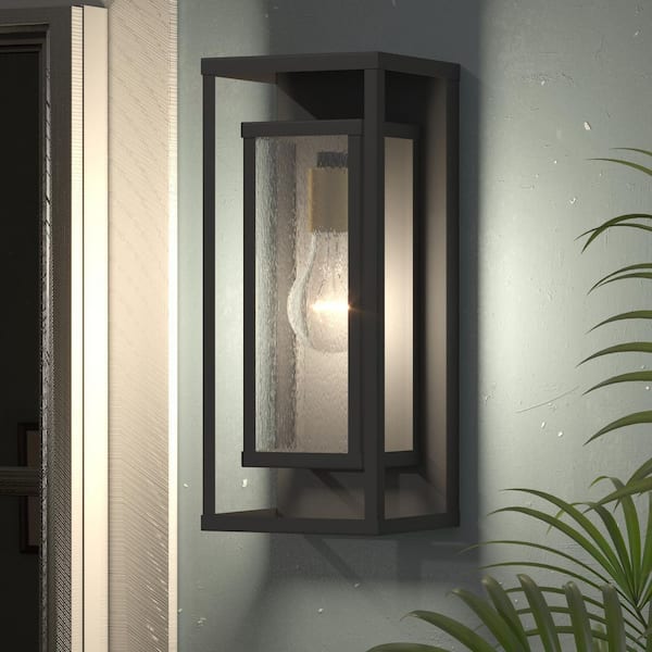 Maxax Montpelier 1-Light Black Hardwired 16 in. H Outdoor Sconce