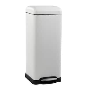 8 Gal. White Step-Open Metal Trash Can with Soft-Close Lid