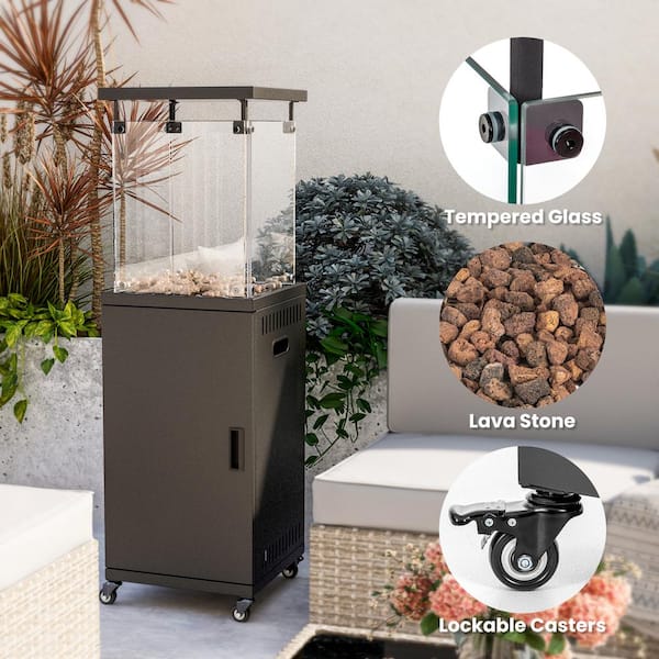 PamaPic 50000-BTU Black Steel Floorstanding Propane Patio Heater