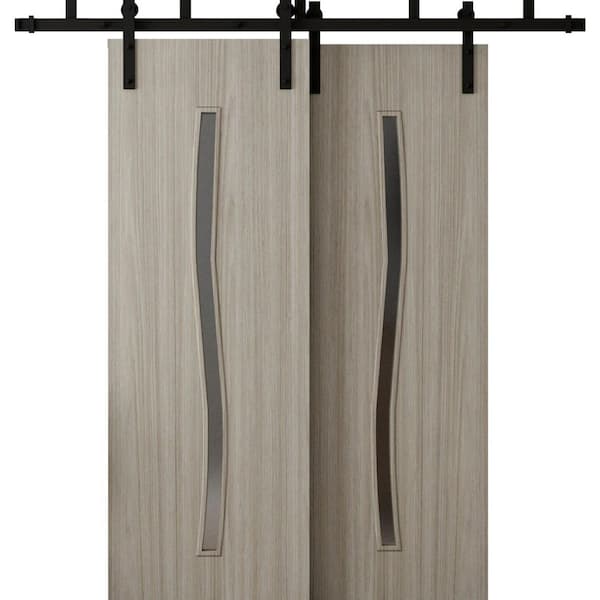 3012 84 in. x 80 in. Sold Core Oak Franko Color Wood Sliding Barn Door with Hardware Kit