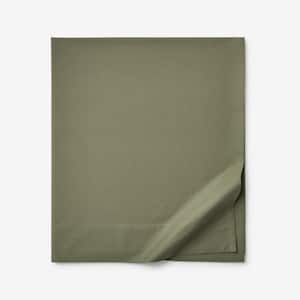 Company Cotton Olive Green Cotton Percale King Flat Sheet