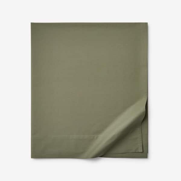 The Company Store Company Cotton Olive Green Cotton Percale King/Cal King Flat Sheet