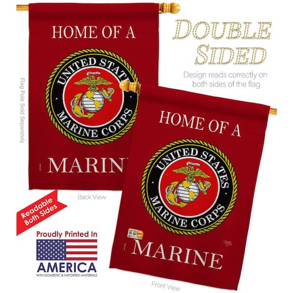 Breeze Decor 28 In X 40 Home Of Marine Corps House Flag Double Sided Armed Forces Decorative Vertical Flags Hdh108473 Bo - Usmc Home Decor