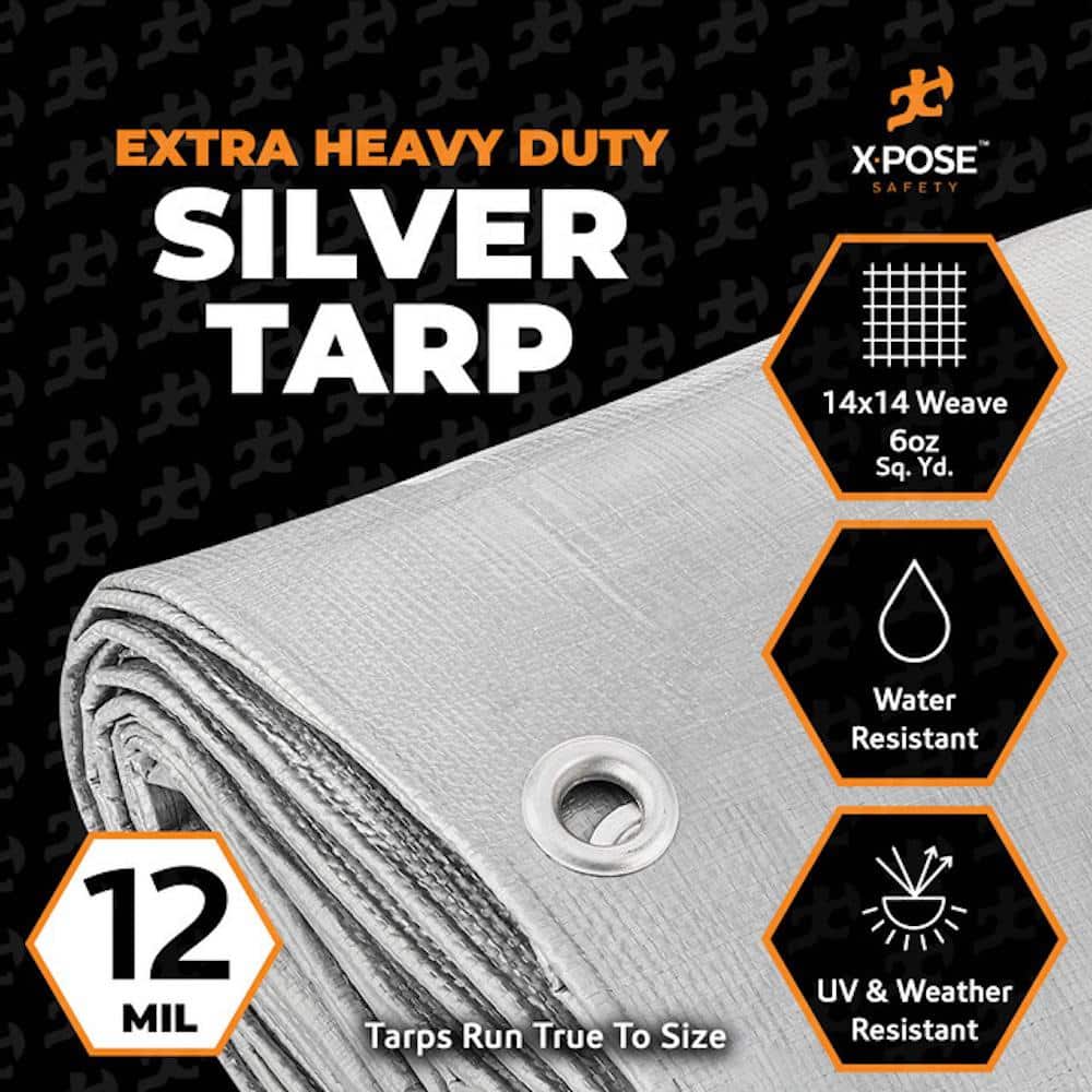 Extra Heavy Duty Silver Polyethylene Tarp 18' x 24' with Aluminum Grommets