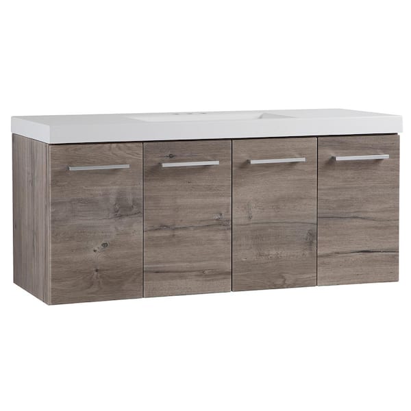 ★★yu430hi②★★ Domani Stella 49 in. Single Sink White Washed Oak Floating