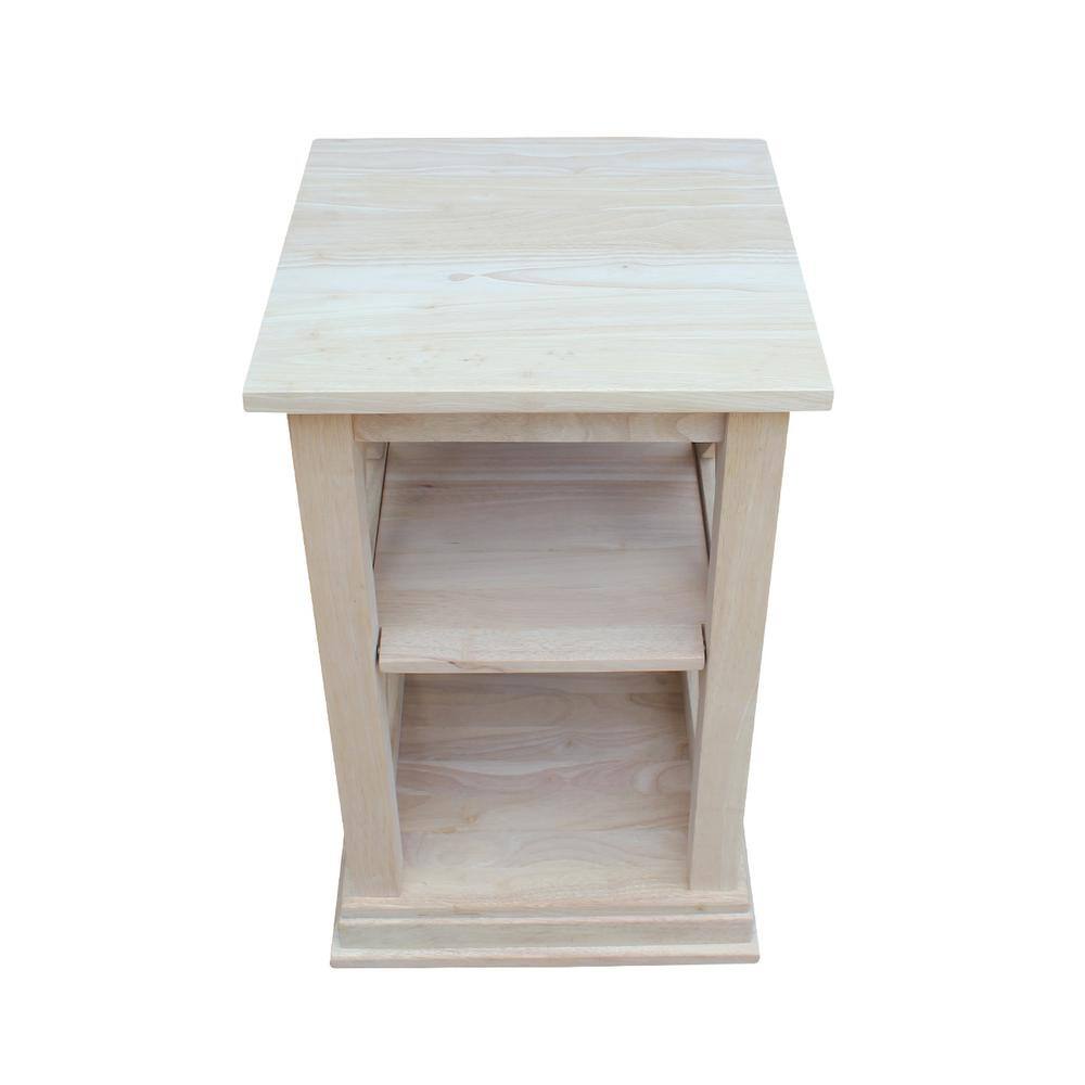 White Rubberwood Classic Accent Table with Shelves