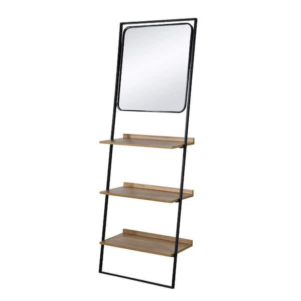 Lena Black 24.5 in. W x 71.75 in. H Square Metal Standing Mirror