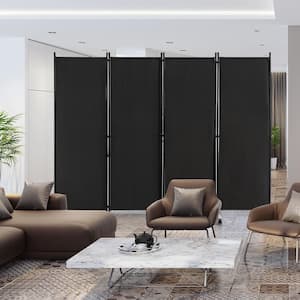 4-Panel Folding Room Divider 6 ft. Rolling Privacy Screen with Lockable Wheels Black
