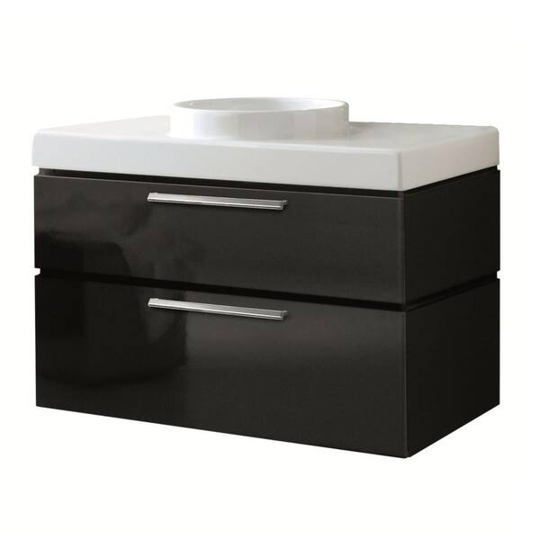 LaToscana Asia 33.5 in. W x 20 in. D x 34 in. H Vanity Cabinet Only in Black-DISCONTINUED