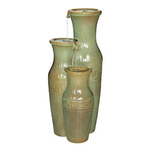 Ceramic Grecian Jars Stone Bonded Resin Garden Fountain