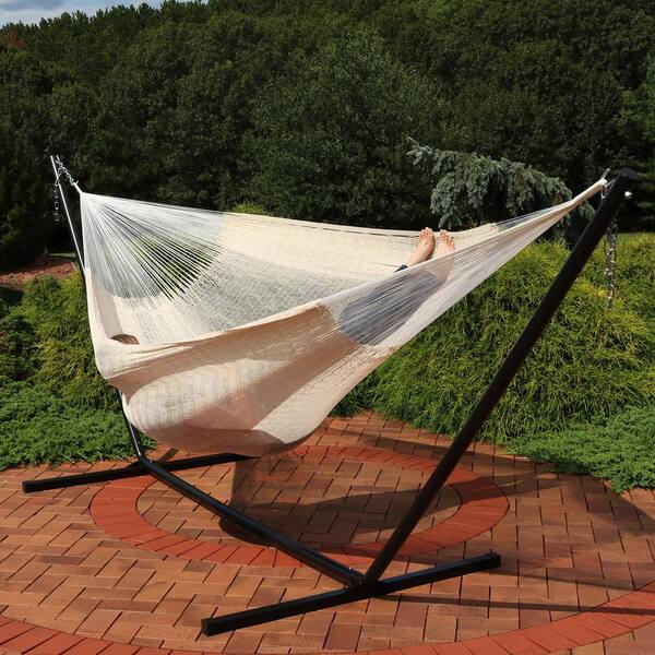 Sunnydaze Decor 15 Ft Family Size Mayan Hammock Bed With Stand In Natural Hm6n Combo The Home Depot