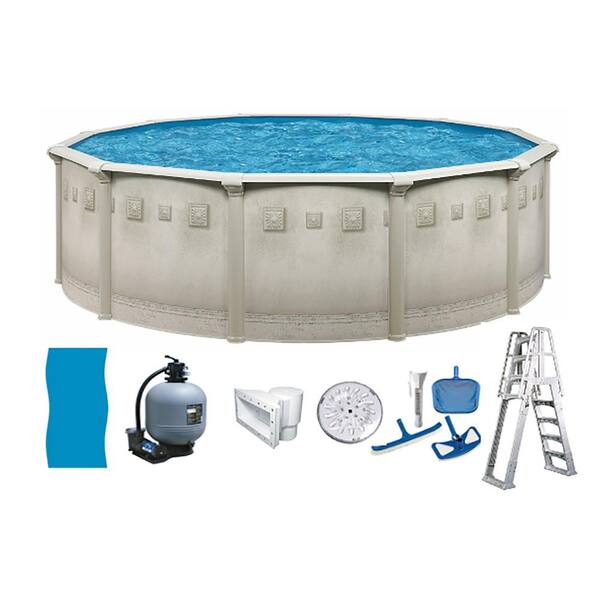 AQUARIAN Palisades 21 ft. Round 52 in. D Above Ground Hard Sided Pool ...