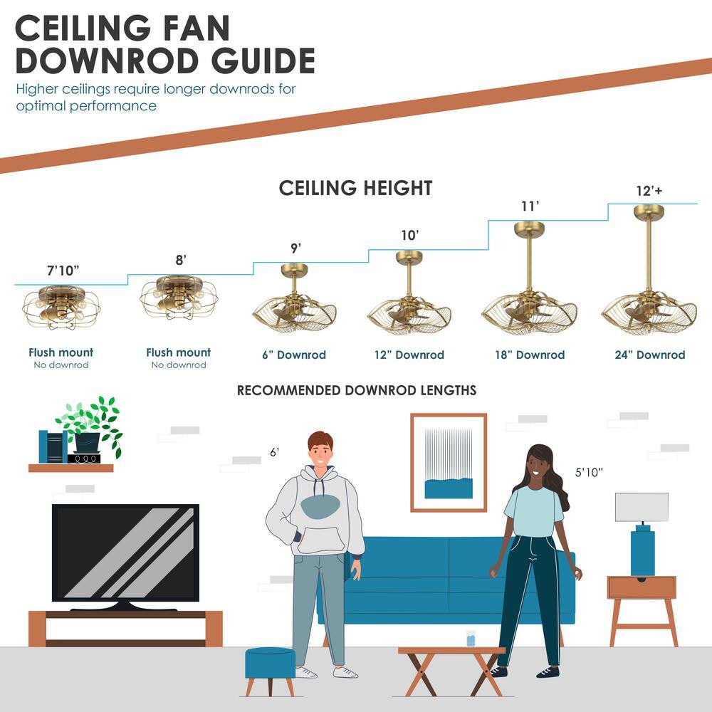 Auri 22'' Aged Brass 3-Blade Ceiling Fan with LED Light