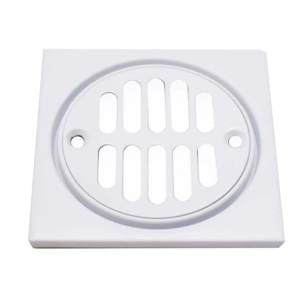 Westbrass Square Brass Shower Tile with Round Strainer Grid Drain Cover
