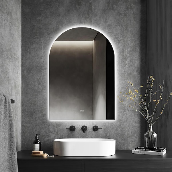 NEUTYPE 30 in. W x 39 in. H Arched Frameless Wall-Mounted Anti-Fog LED Light Bathroom Vanity Mirror