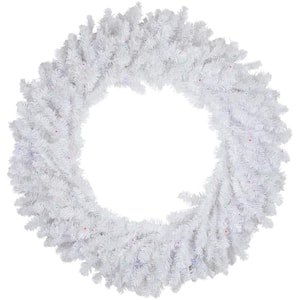 36 in. Pre-Lit White Pine LED Artificial Christmas Wreath Multicolor Lights