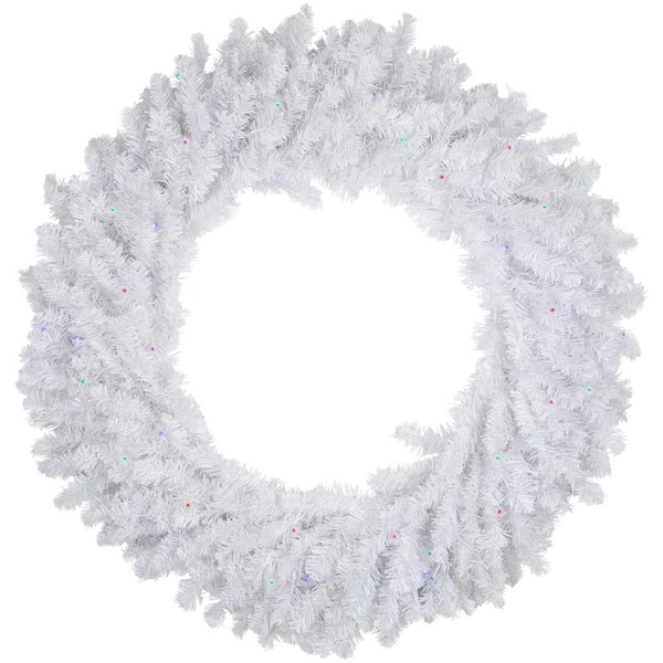 Northlight 36 in. Pre-Lit White Pine LED Artificial Christmas Wreath Multicolor Lights