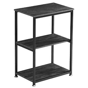 13.8 in. W x 21.6 in. D x 30 in. H 3-Tier Deep Gray Side Table, Stable Open Shelves with Metal Frames, End Table