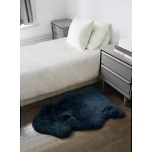 Milan Navy 2 ft. x 3 ft. Shearling Single Sheepskin Area Rug