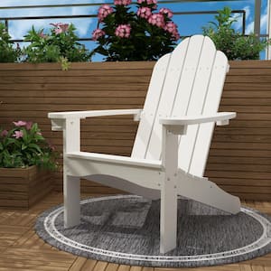 White Adirondack Chairs with Cup Holder for Fire Pit and Garden