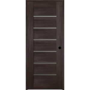 Vona 07-02 18"x 84" Right-hand 7 Lite Frosted Glass Solid Composite Core Veralinga Oak Wood Single Prehung Interior Door