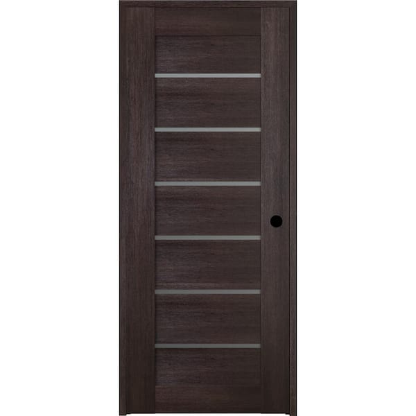 Vona 07-02 18"x 84" Right-hand 7 Lite Frosted Glass Solid Composite Core Veralinga Oak Wood Single Prehung Interior Door