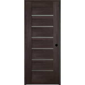 24 in. x 84 in. Right-Hand 7 Lite Frosted Glass Solid Composite Core Veralinga Oak Wood Single Prehung Interior Door