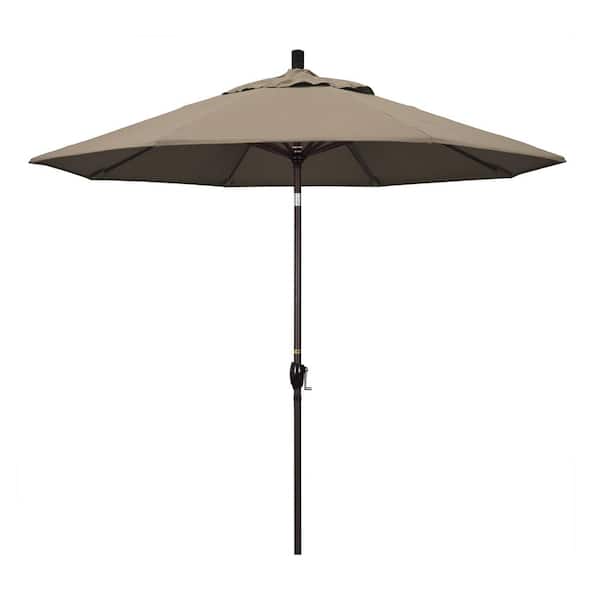 California Umbrella 9 ft. Aluminum Push Tilt Patio Umbrella in Taupe Pacifica