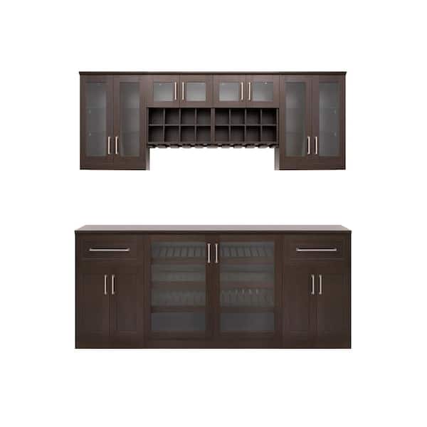 NewAge Products Home Bar 21 in. Espresso Cabinet Set (8-Piece)
