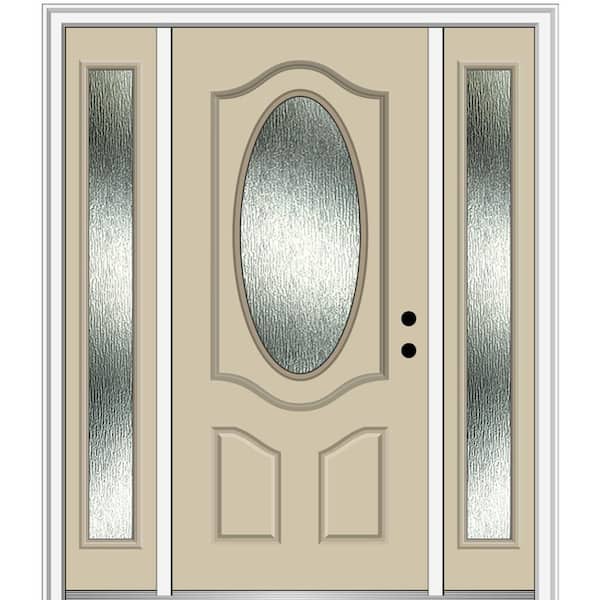 MMI Door 64 in. x 80 in. Left-Hand Inswing Rain Glass Wicker Fiberglass Prehung Front Door on 4-9/16 in. Frame
