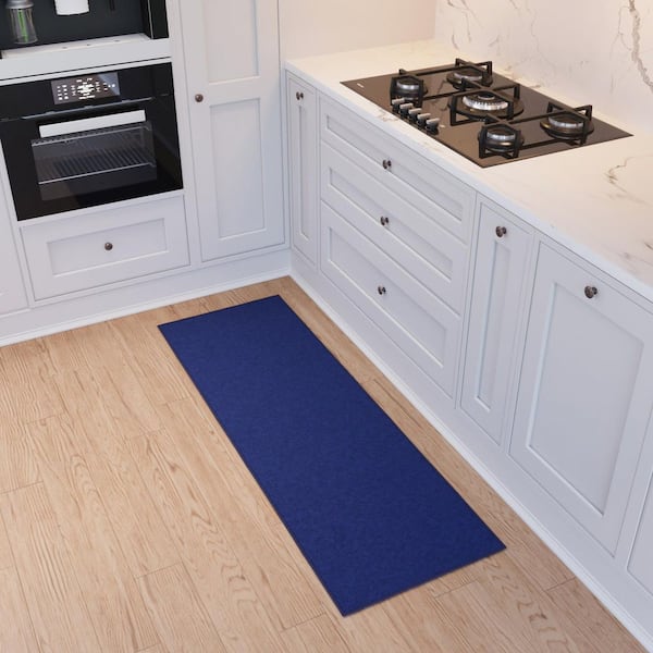 Basics Collection Non-Slip Rubberback Modern Solid Design 2x6 Indoor Runner Rug, 2 ft. 2 in. x 6 ft., Navy