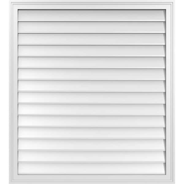 Ekena Millwork 38 in. x 42 in. Vertical Surface Mount PVC Gable Vent: Decorative with Brickmould Frame