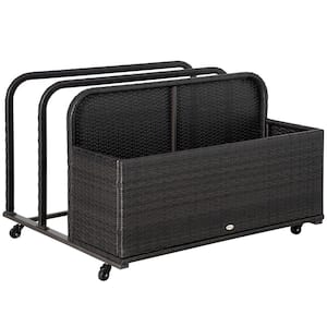 200 Gal. Wicker Patio Poolside Storage, Pool Caddy with Rolling Wheels, Deck Box for Floaties, Toys, Life Vests -Brown