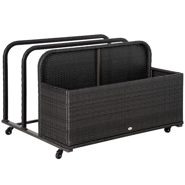 ITOPFOX 200 Gal. Wicker Patio Poolside Storage, Pool Caddy with Rolling Wheels, Deck Box for Floaties, Toys, Life Vests -Brown