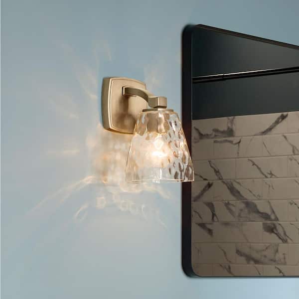 Marant 9.5 in. 1-Light Wall Sconce with Opal Glass in Champagne Bronze