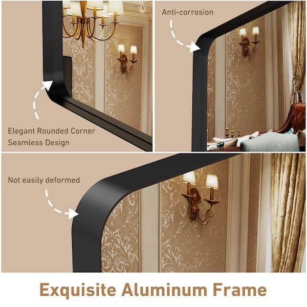 Rizitoc 77 in. W x 36 in. H Rounded Rectangle Framed Wall Bathroom