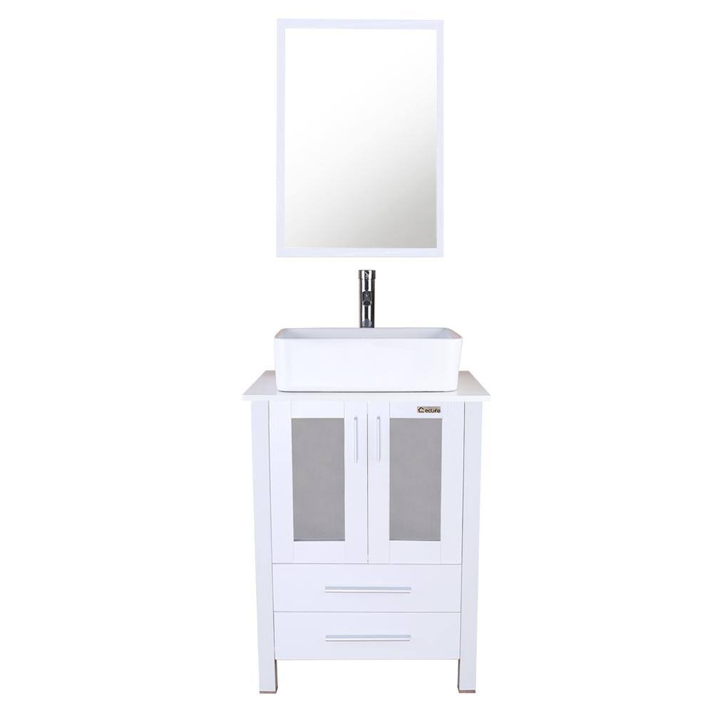 Eclife 24 In. W X 20 In. D X 32 In. H Single Sink Bath Vanity In White ...