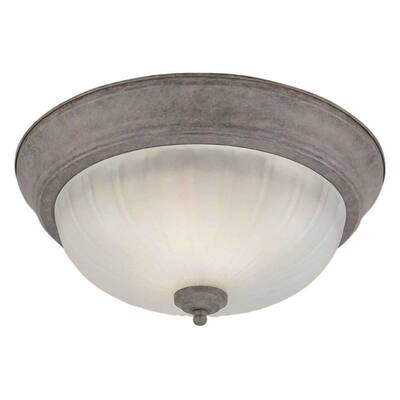 Forte Lighting 2 Light Desert Stone Flush Mount With Fluted Satin Etched Glass 20001 02 09 Forte Lighting 2 Light Desert Stone, Led Flush Mount Lights At Menards