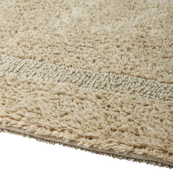 Lux Collection Sand 20 in. x 20 in. Contour 100% Cotton Reversible Race Track Pattern Bath Rug