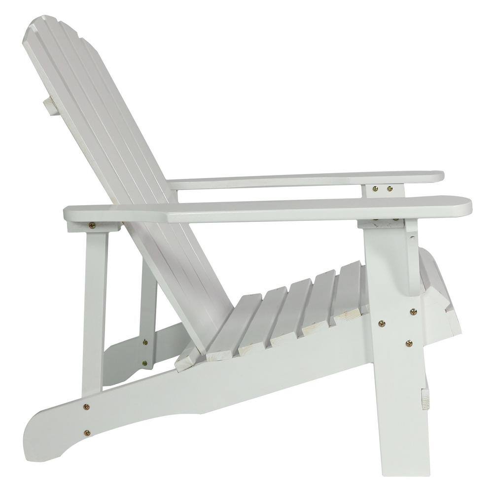Pair of White Painted Fir Wood Adirondack Patio Chairs