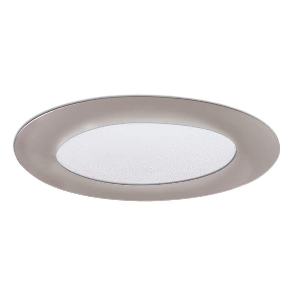 White Recessed Shower Ceiling Light Trim with Albalite Glass Lens Halo 6 in 