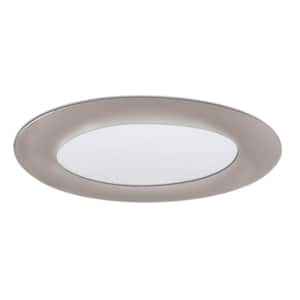 6 in. Satin Nickel Recessed Ceiling Light Shower Trim with Albalite Glass Lens