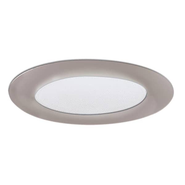 HALO 6 in. Satin Nickel Recessed Ceiling Light Shower Trim with Albalite Glass Lens