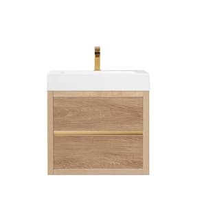 Palencia 24 in. W x 20 in. D x 23.6 in. H Bath Vanity in North American Oak with White Integral Composite Stone Top