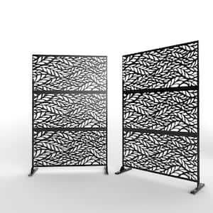 6.5 ft. H x 4 ft. W Laser Cut Metal Privacy Screen in Black ST613A-120 ...