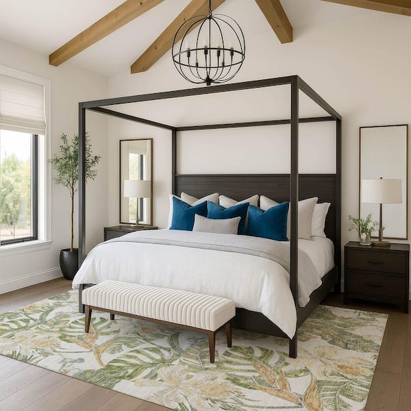 Mayfield Premium Machine Washable Abstract AMF1708 Ivory 3 ft. x 4 ft. Area Rug