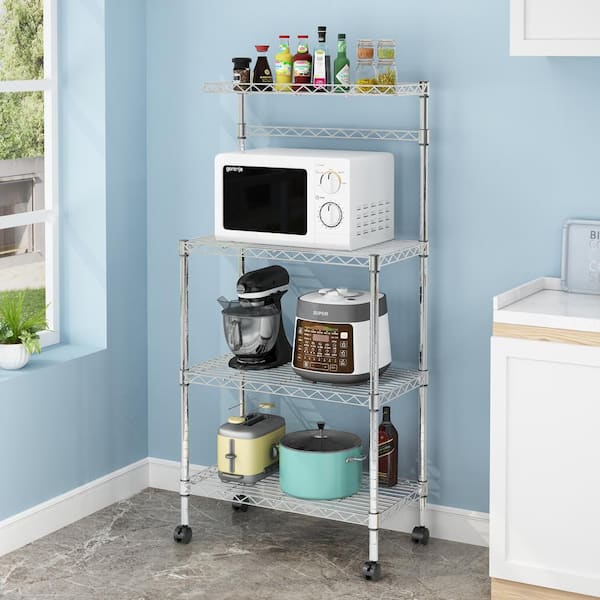 Winado Silver 4-Shelf Metal 23.63 in. W Baker's Rack 302558810071 - The ...