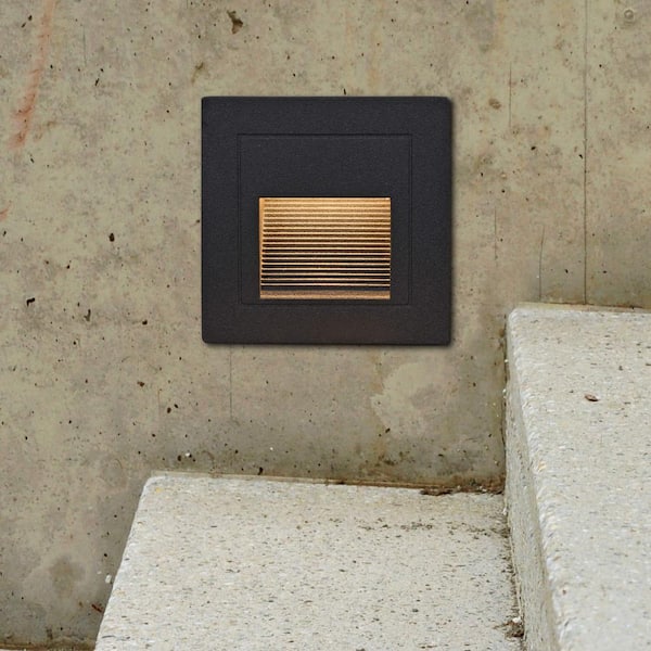 1-Watt 3.25 in. Low Voltage Black Outdoor ETL Certified Integrated LED Step Landscape Path Light