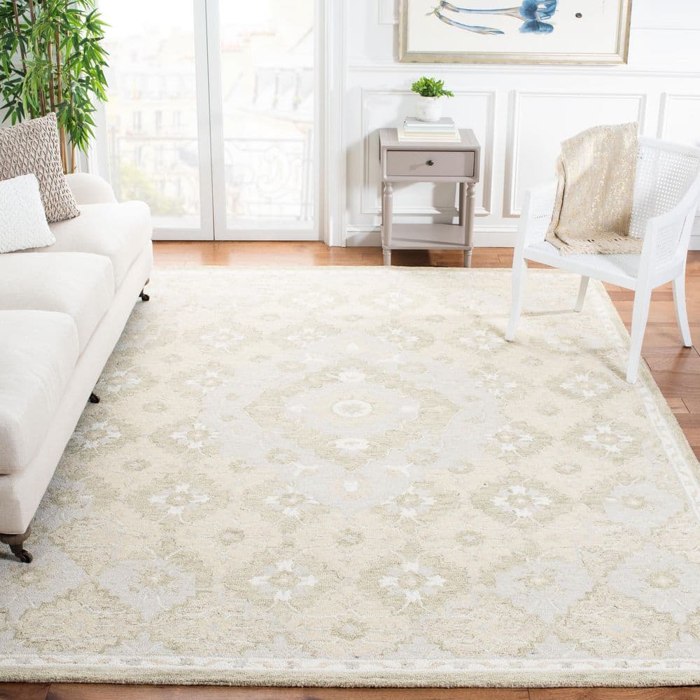 Elegant Gray Hand-Tufted Wool Area Rug 8' x 10'